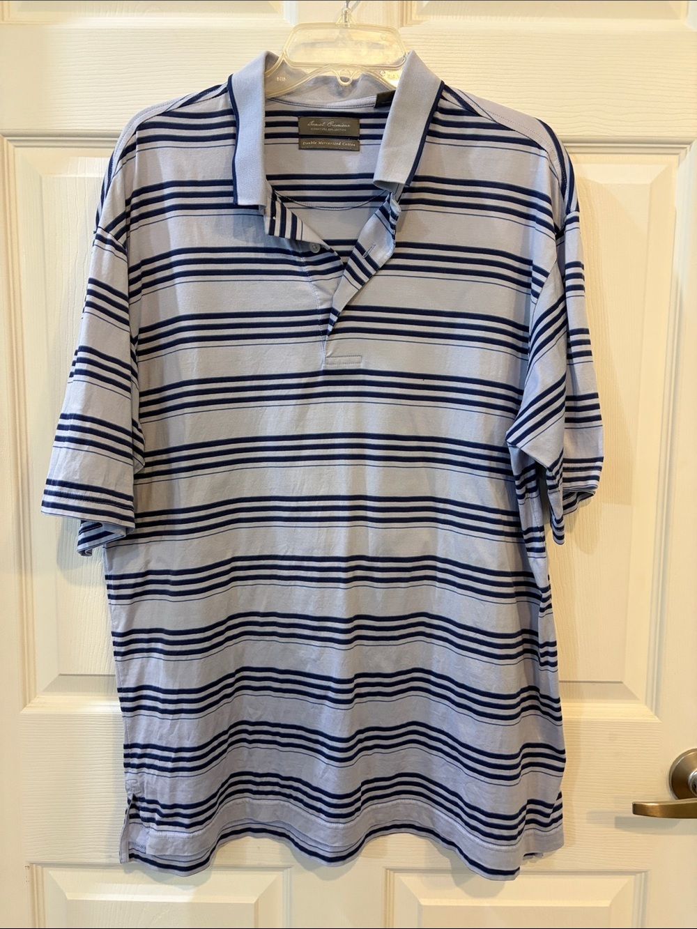 Daniel Cremieux Light Blue Polo with Navy Stripes - Picture 1 of 6